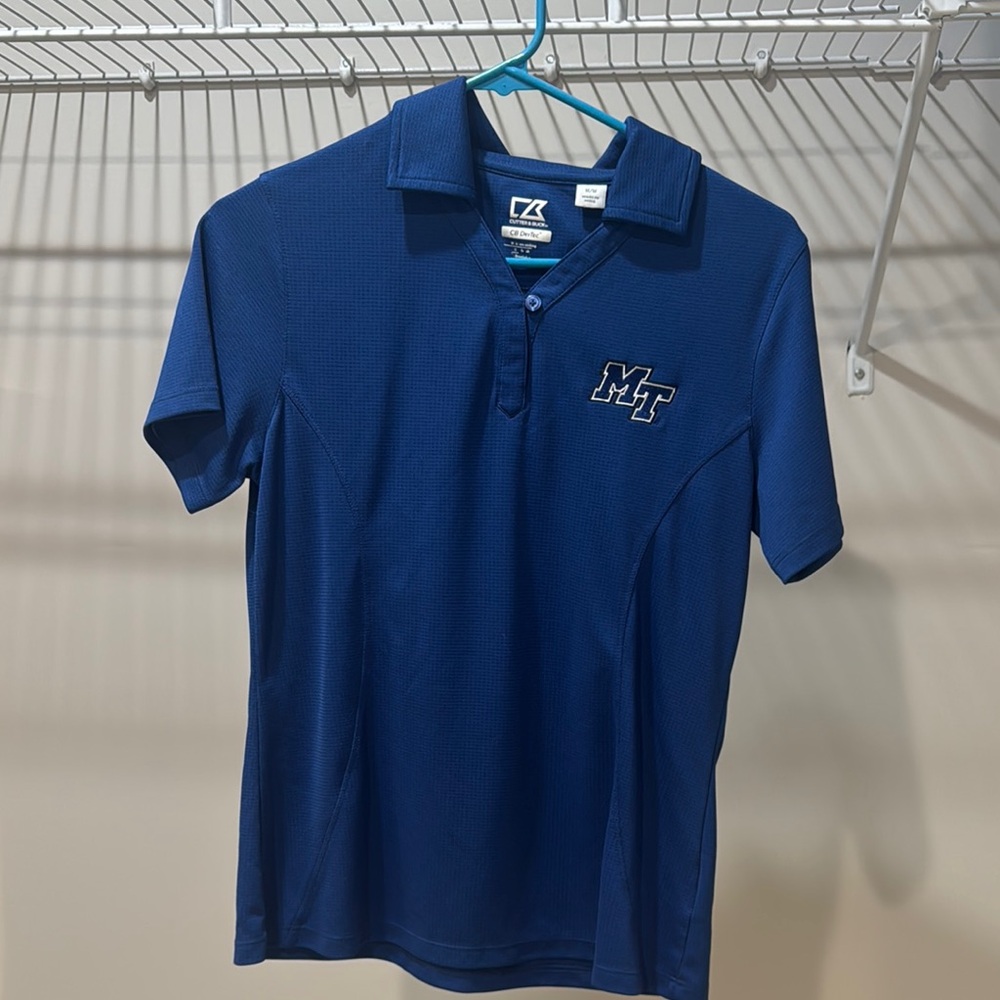 Cutter & Buck Fitted Blue Polo Button Down Shirt